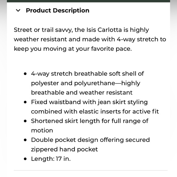 ISIS NWT “CARLOTTA” soft shell winter snow sports skirt in Dark Roast - Picture 3 of 16